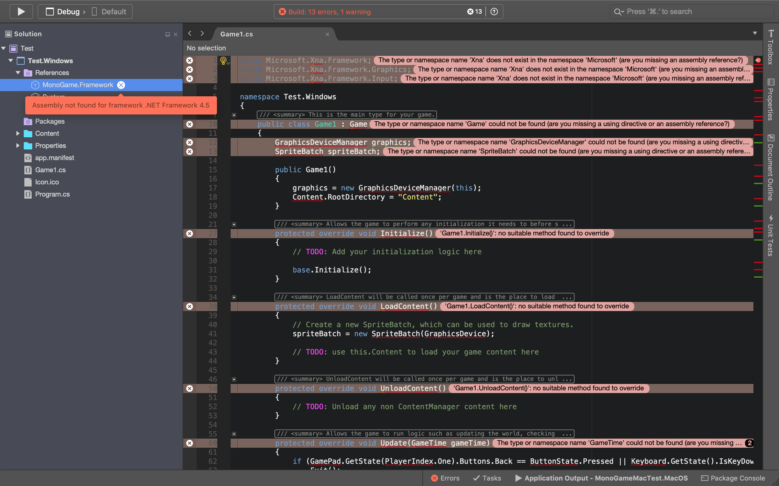 mono framework in visual studio