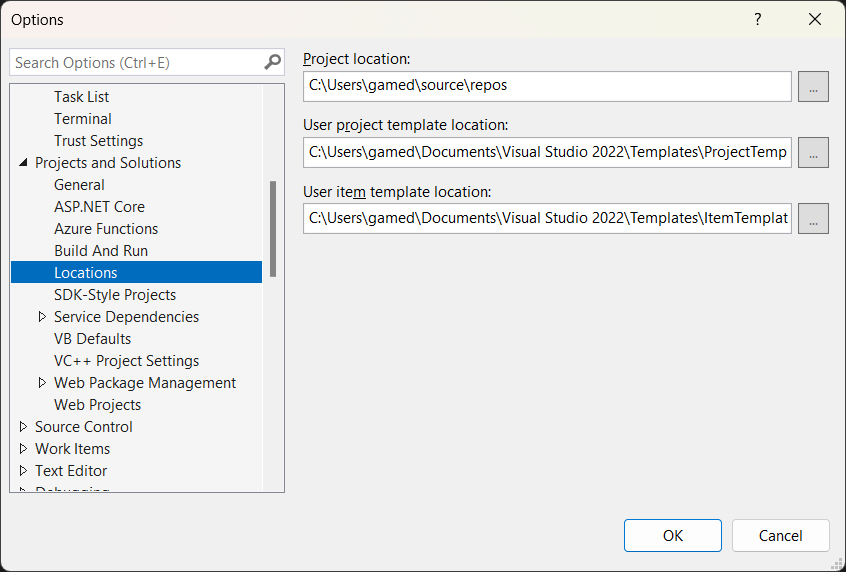 Visual Studio Templates Folder